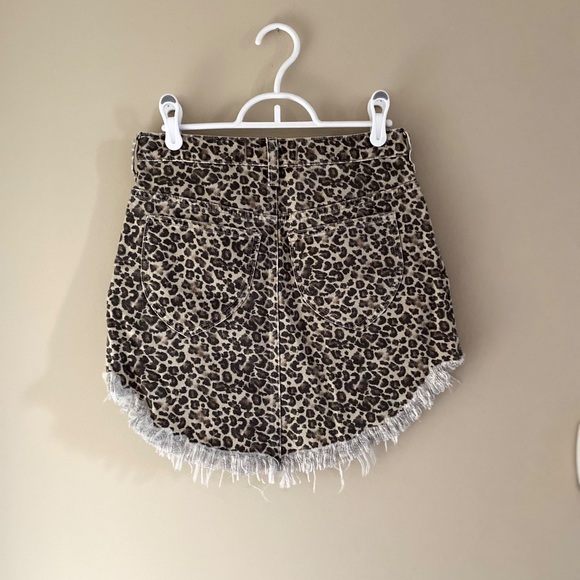 NWOT Free People Printed Bailey Frayed Denim Skirt - Picture 6 of 9